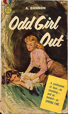 cover art for Odd Girl Out, shows a woman perched on another on her stomach